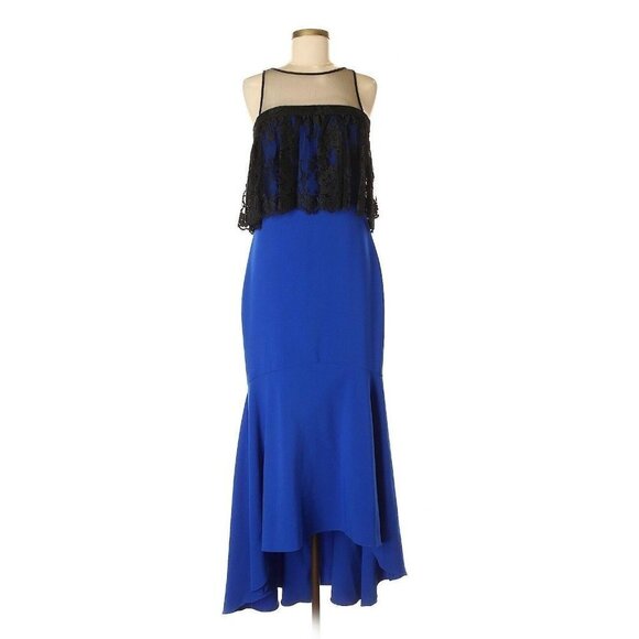 THEIA Dress Women 6 Regular Cobalt High Low Ruffle Gown - Picture 1 of 2